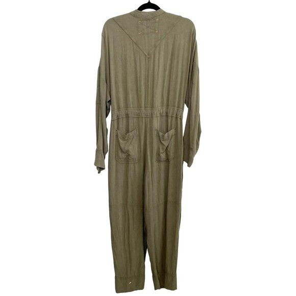Free People Movement Off to the Races Olive Utility Jumpsuit XS - Picture 3 of 11